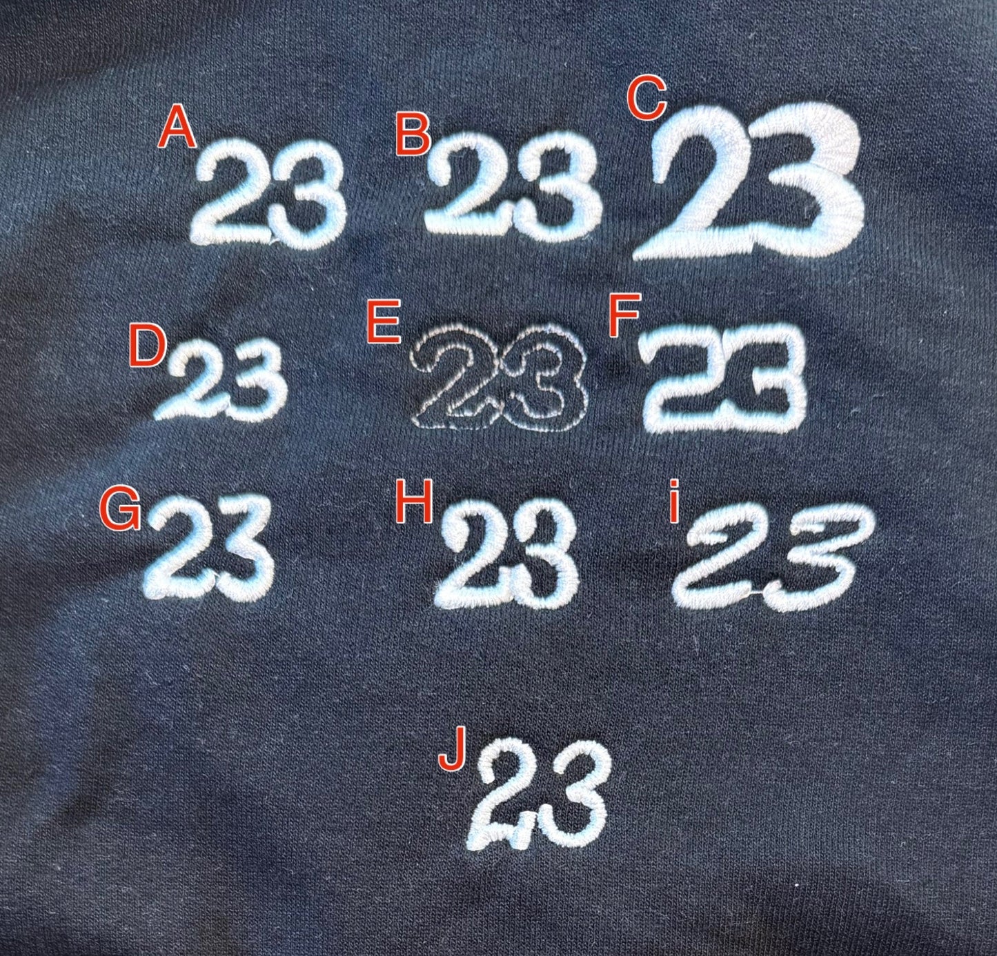 Player number embroidered